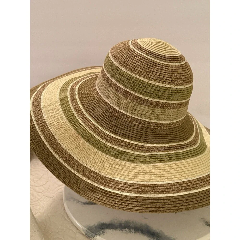 Cappelli Straworld Womens Wide Brim Paper Braid Packable Sun Hat Striped One Siz